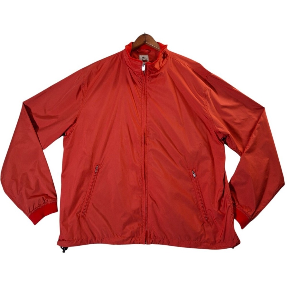 Peter Millar Windbreaker Jacket Men's XL Orange Full Zip Lined Vented Golf